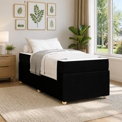 Modern Black Bed Frame with Mattress 90 x 190 cm