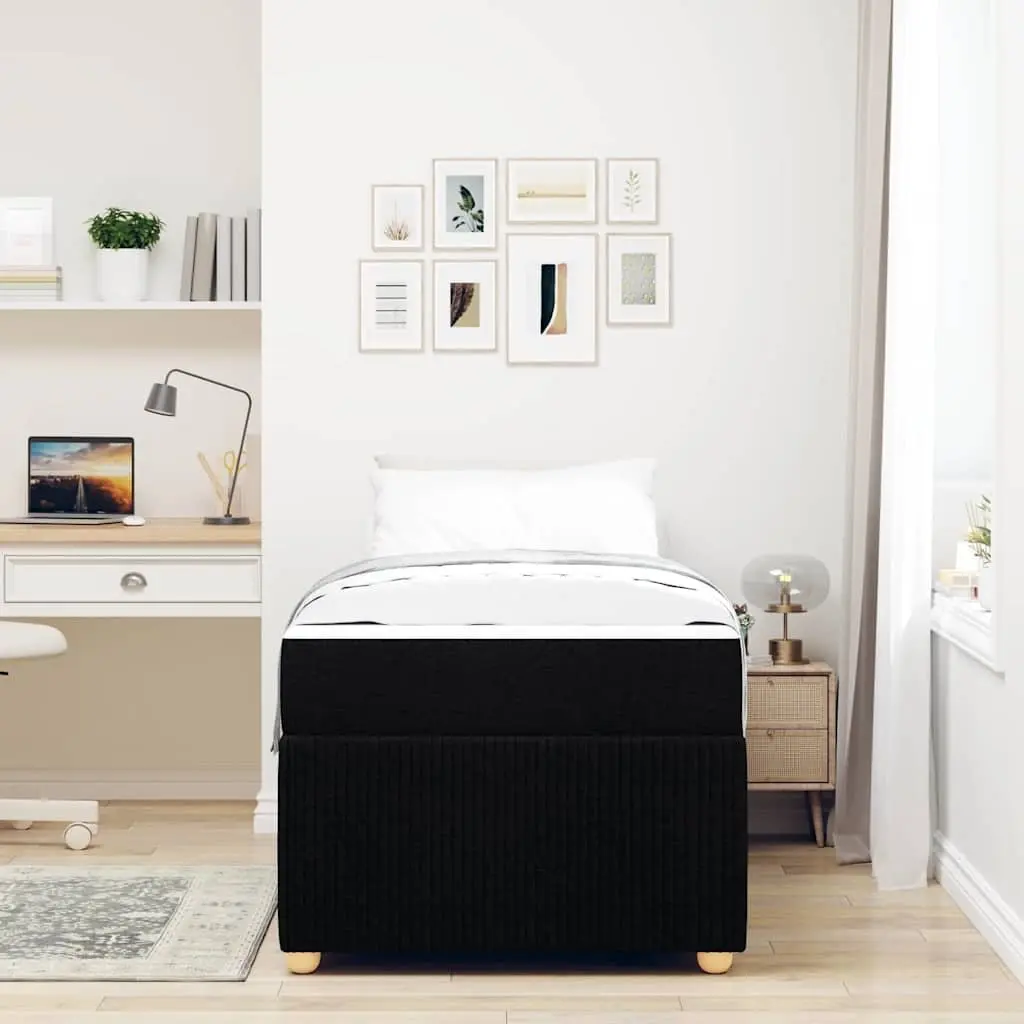 Black Bed Frame with Mattress 90 x 190 cm