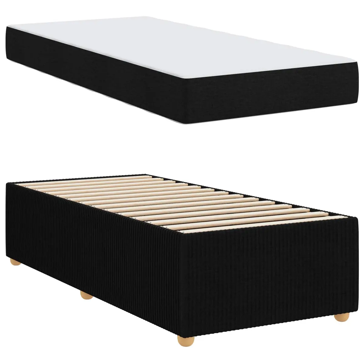 Black Bed Frame with Mattress 90 x 190 cm