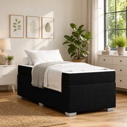 Modern Black Bed Frame and Mattress 90 x 190 cm