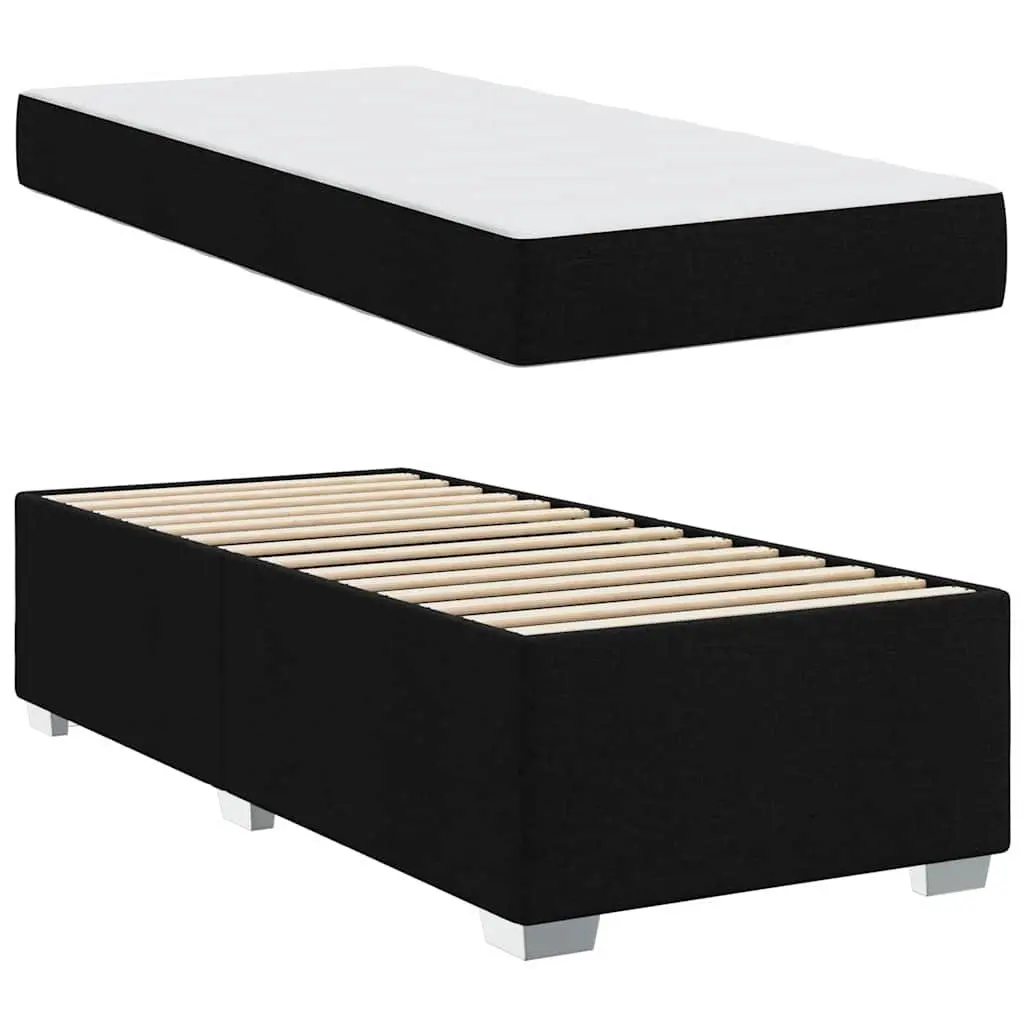 Black Bed Frame and Mattress 90 x 190 cm