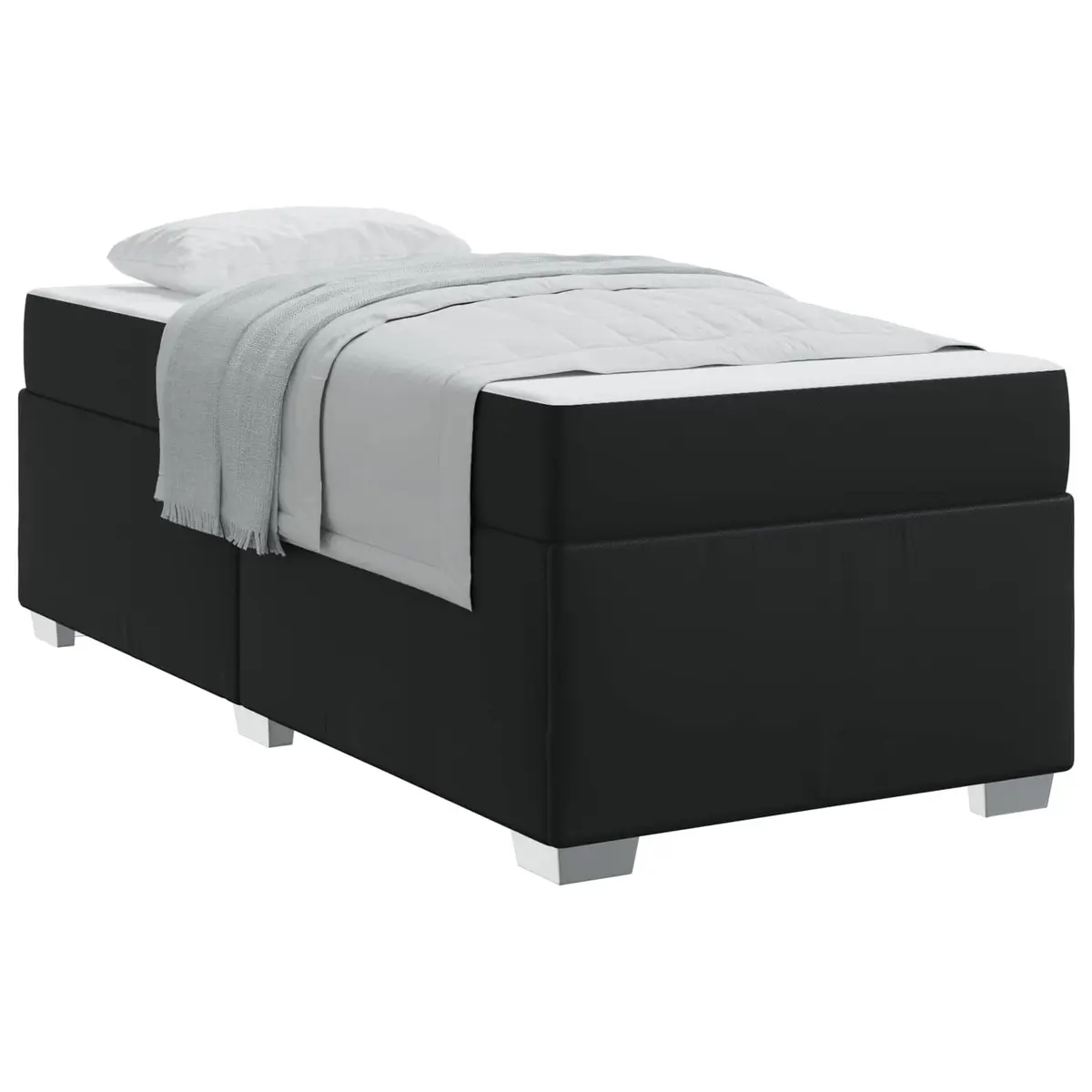 Bed Frame with Mattress Black 90 x 190 cm Modern Fabric and Engineered Wood