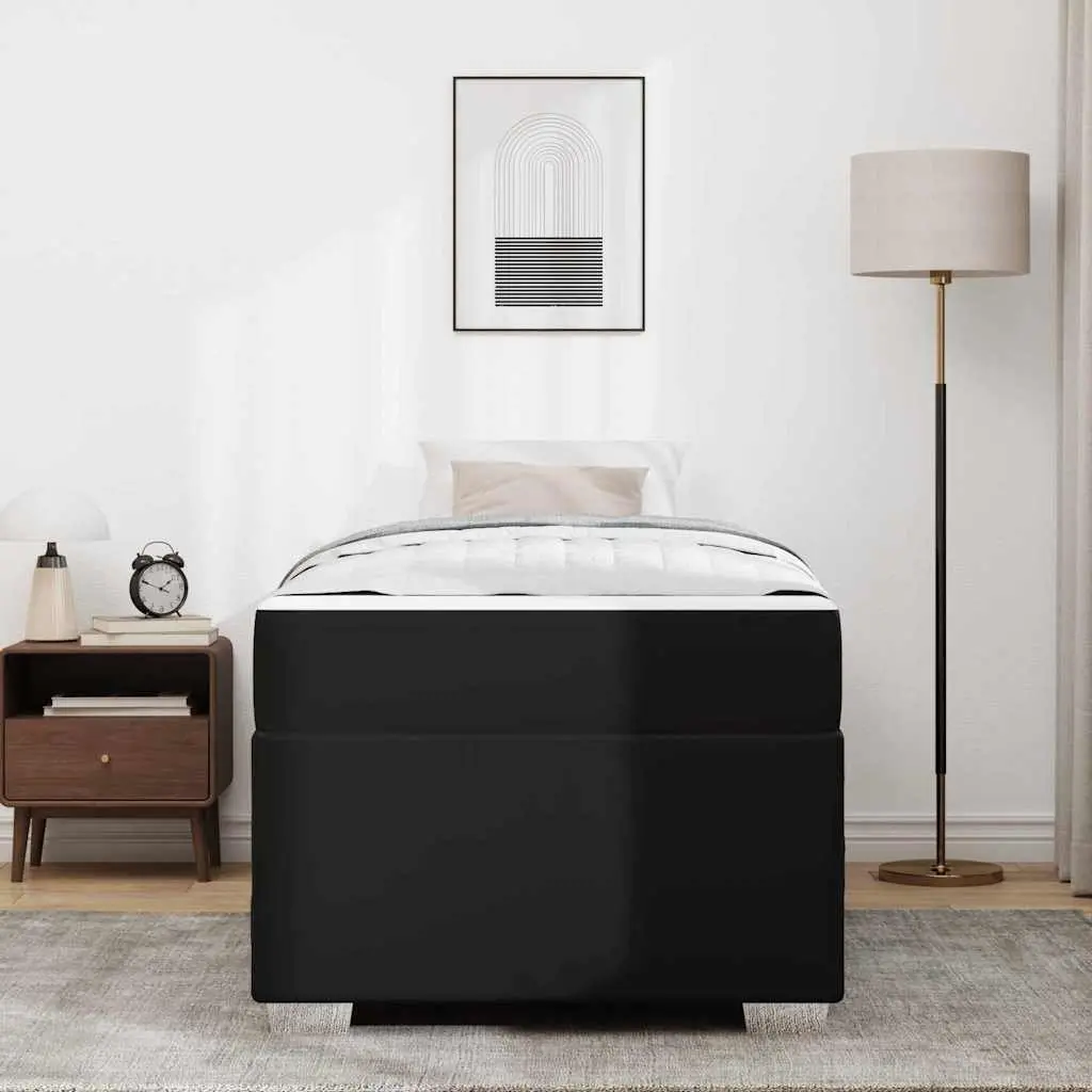Bed Frame with Mattress Black 90 x 190 cm Modern Fabric and Engineered Wood