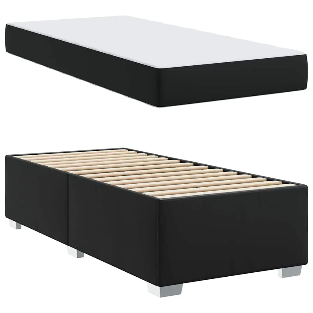 Bed Frame with Mattress Black 90 x 190 cm Modern Fabric and Engineered Wood
