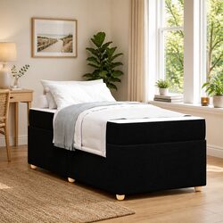 Black Bed Frame and Mattress 90 x 190 cm Modern Design