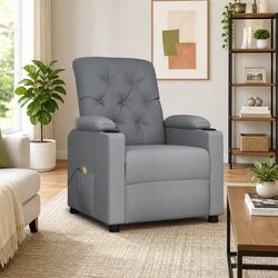 Light Grey Fabric Massage Chair with Manual Recline