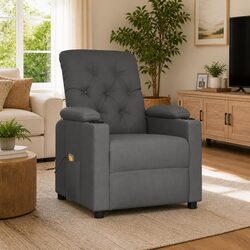 Electric Reclining Massage Chair in Grey Fabric