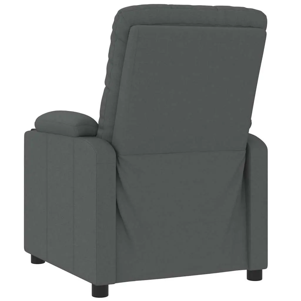 Electric Massage Chair Grey Fabric Reclining Armchair 6 Points Vibration