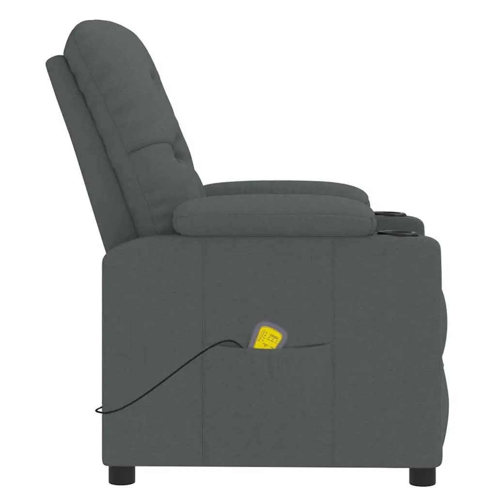Electric Massage Chair Grey Fabric Reclining Armchair 6 Points Vibration