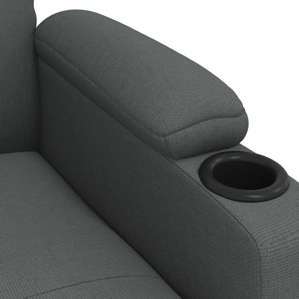 Electric Massage Chair Grey Fabric Reclining Armchair 6 Points Vibration