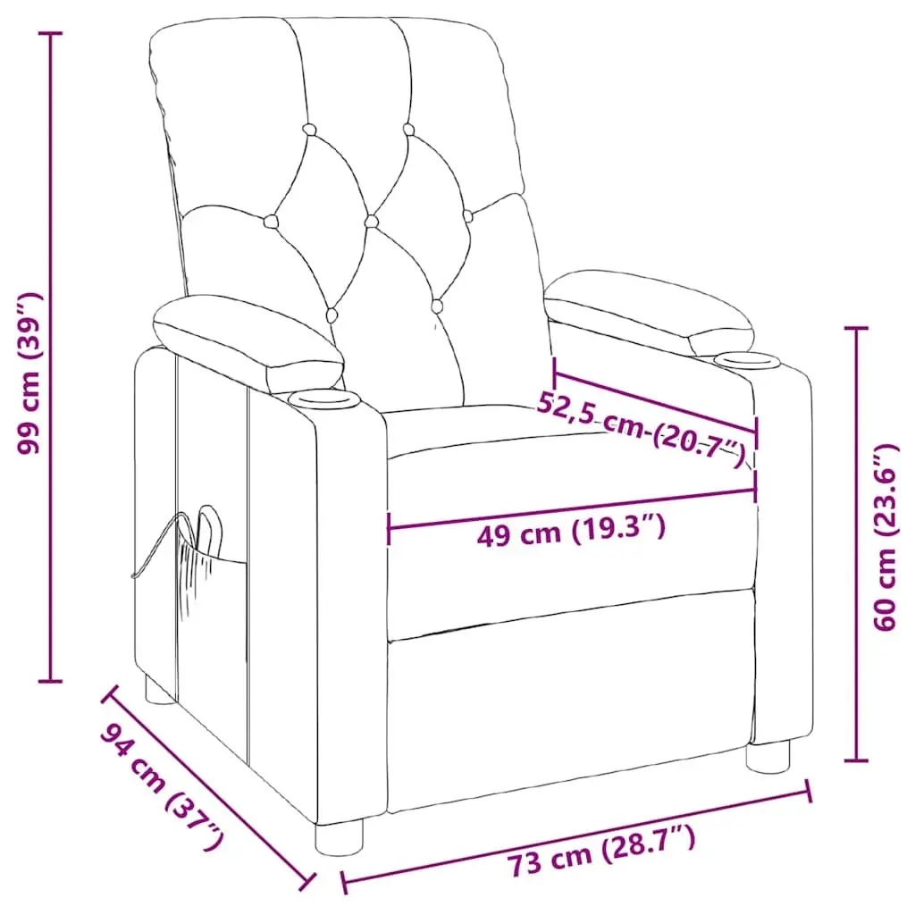 Electric Massage Chair Grey Fabric Reclining Armchair 6 Points Vibration