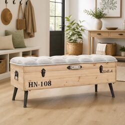 Vintage Trunk Design Storage Bench 110cm