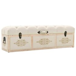 Storage Bench 110cm Cream Padded Seat Entryway Hallway Living Room Furniture Box