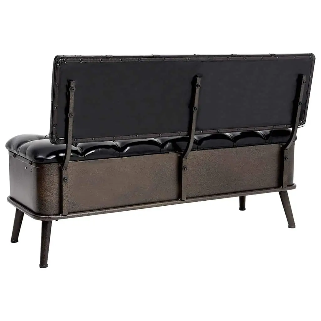 Storage Bench Black Faux Leather 110cm Foam Padded Seat