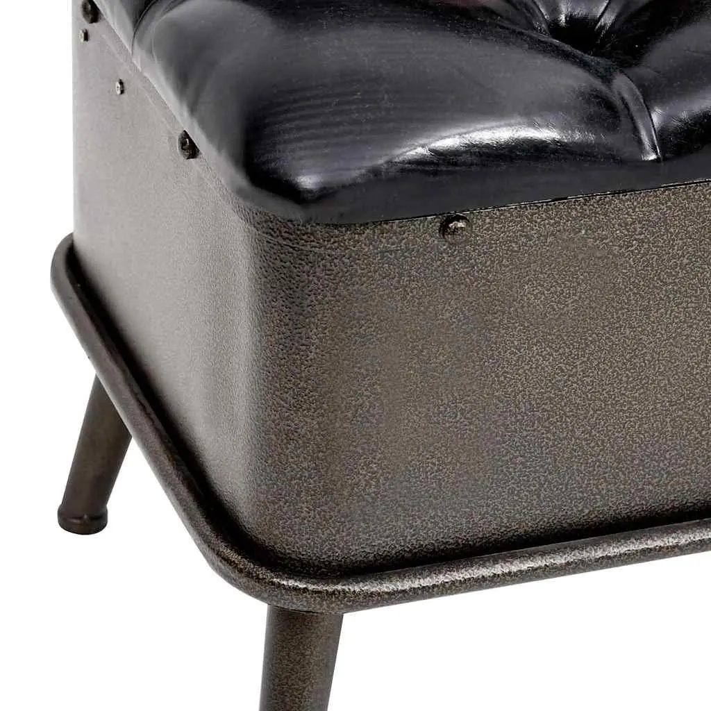 Storage Bench Black Faux Leather 110cm Foam Padded Seat