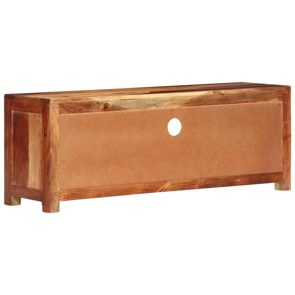 Brown Acacia Solid Wood TV Cabinet 110cm with Storage