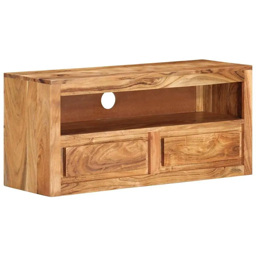 TV Cabinet Solid Wood Acacia Brown 88x30x40cm Entertainment Stand Storage Shelf
