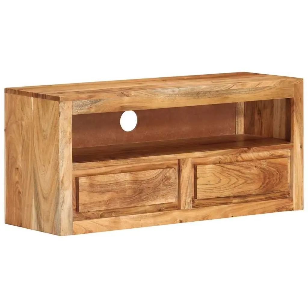 TV Cabinet Solid Wood Acacia Brown 88x30x40cm Entertainment Stand Storage Shelf