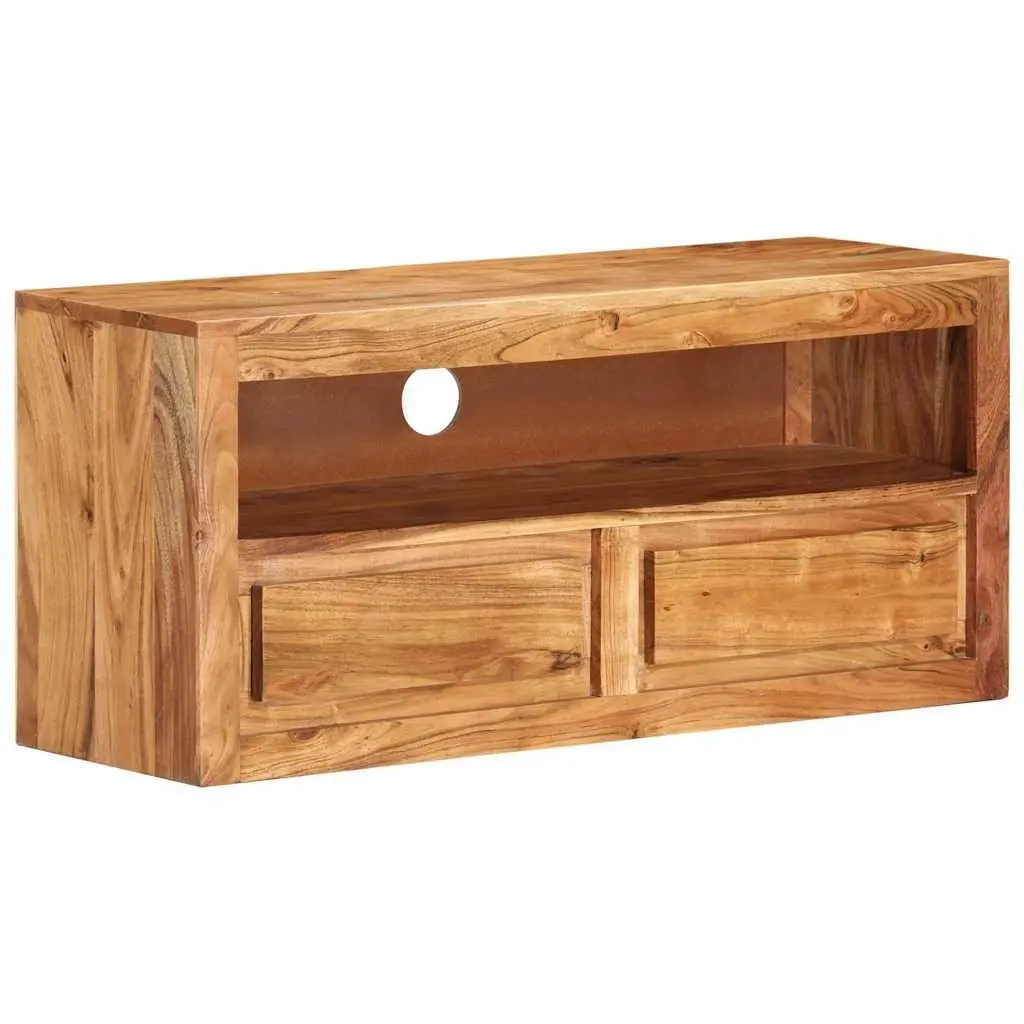 TV Cabinet Solid Wood Acacia Brown 88x30x40cm Entertainment Stand Storage Shelf