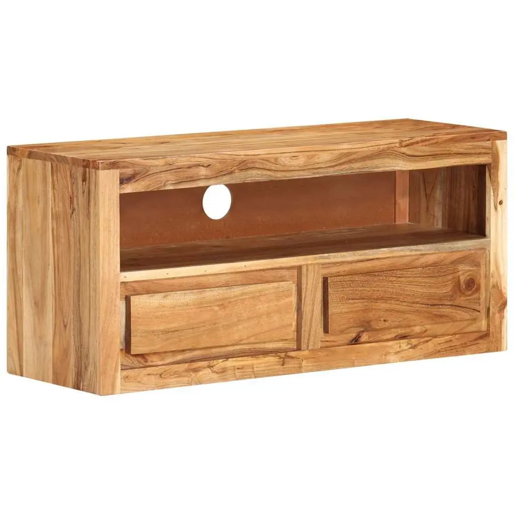 TV Cabinet Solid Wood Acacia Brown 88x30x40cm Entertainment Stand Storage Shelf