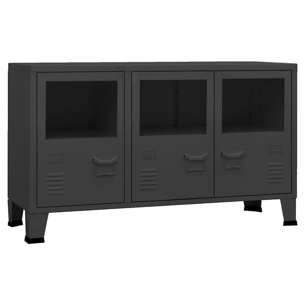 Industrial Sideboard with Glass Doors for Storage