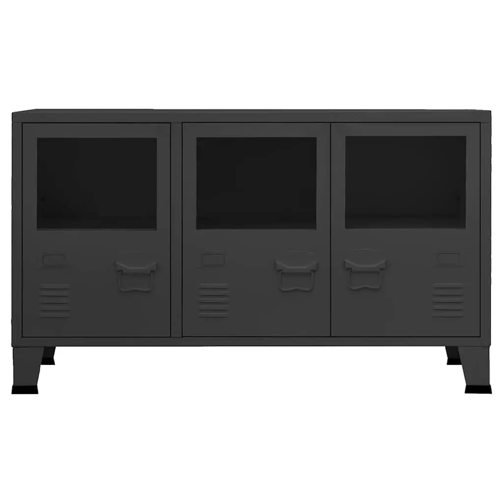 Industrial Sideboard with Glass Doors for Storage