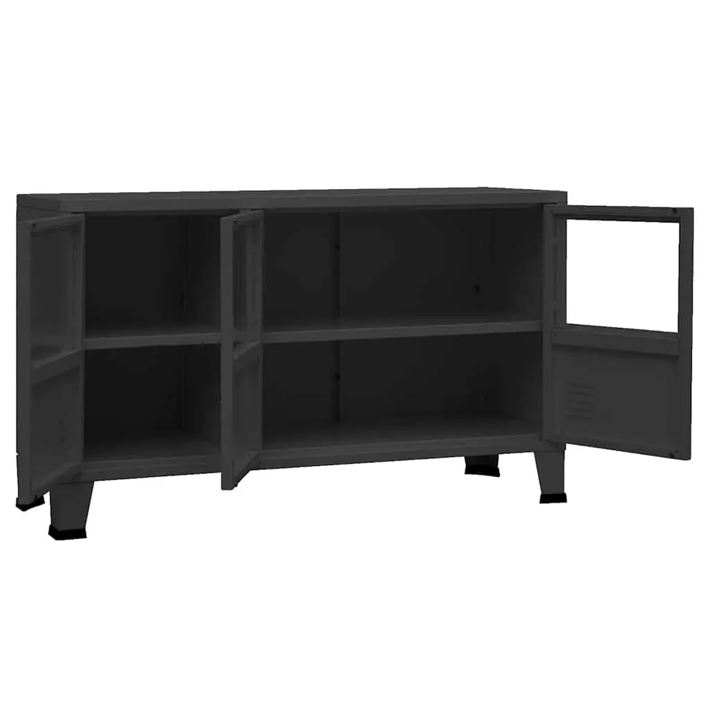 Industrial Sideboard with Glass Doors for Storage