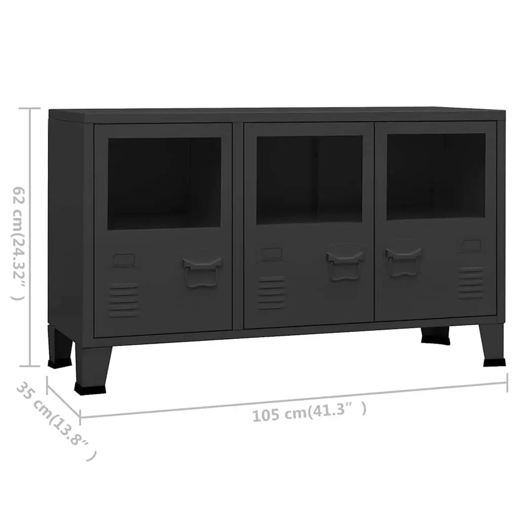 Industrial Sideboard with Glass Doors for Storage