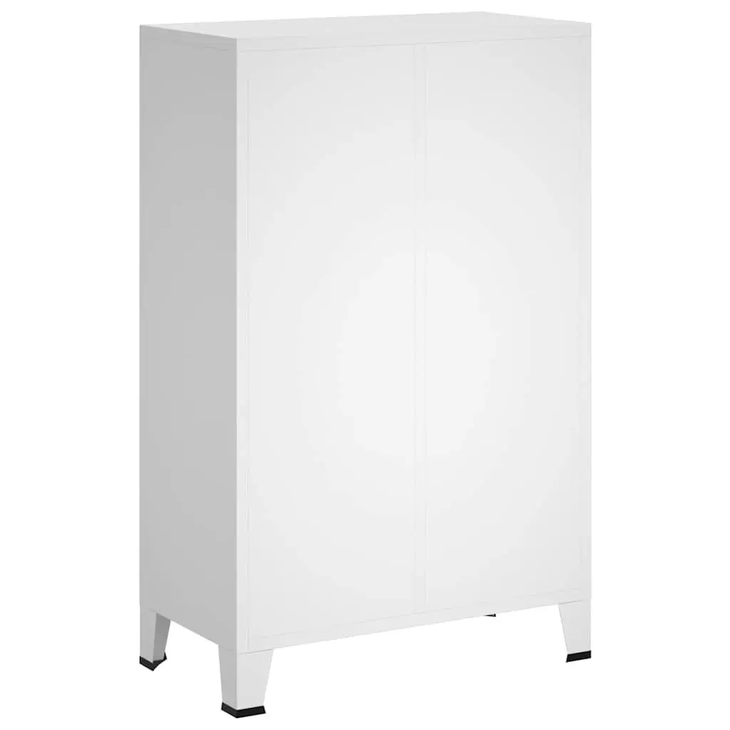Industrial Storage Cabinet White Steel 2 Drawers 2 Shelves 67W x 35D x 107H cm
