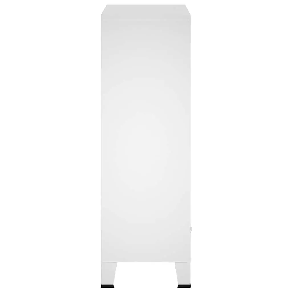 Industrial Storage Cabinet White Steel 2 Drawers 2 Shelves 67W x 35D x 107H cm