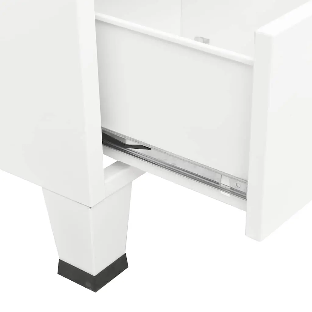 Industrial Storage Cabinet White Steel 2 Drawers 2 Shelves 67W x 35D x 107H cm