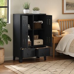 Stylish Industrial Wardrobe Storage Cabinet in Anthracite