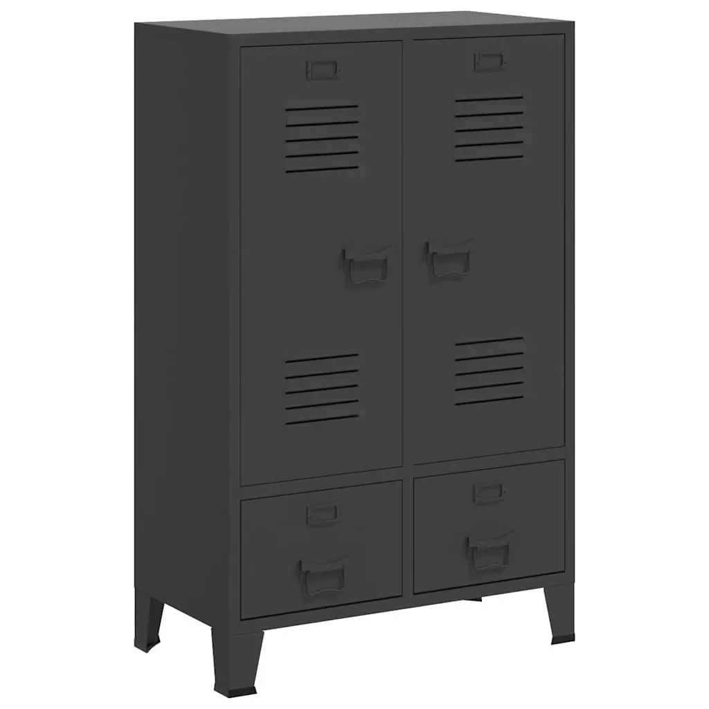 Industrial Storage Cabinet Steel Anthracite 67x35x107cm Wardrobe with Adjustable Shelves and Drawers