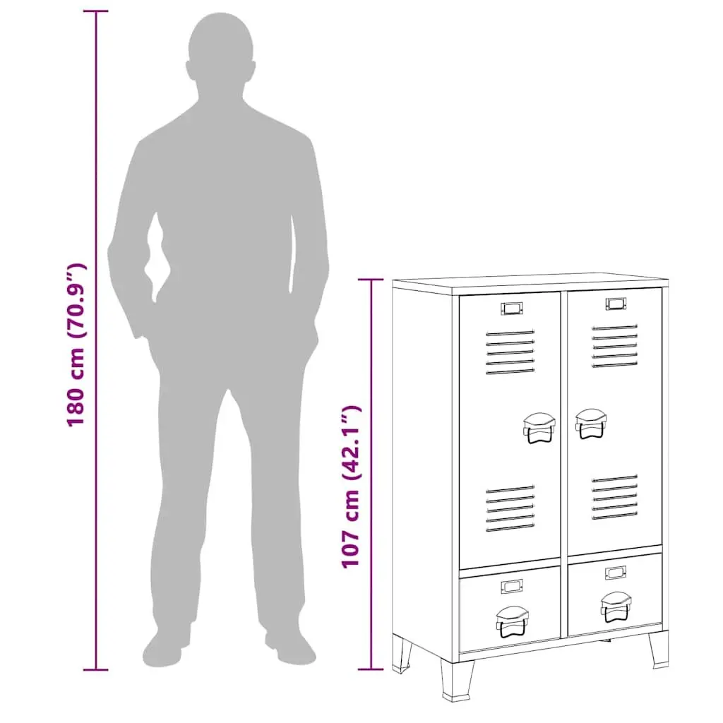 Industrial Storage Cabinet Steel Anthracite 67x35x107cm Wardrobe with Adjustable Shelves and Drawers