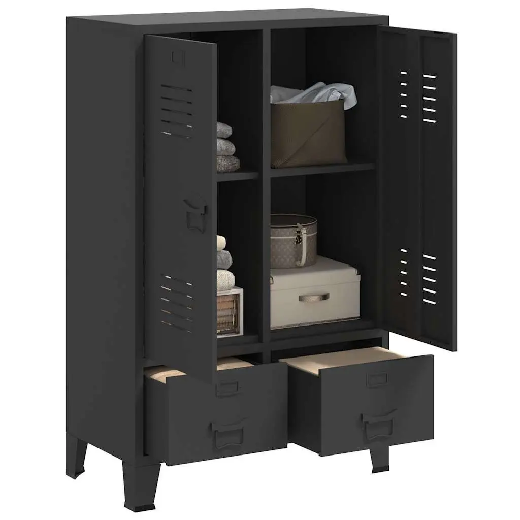 Industrial Storage Cabinet Steel Anthracite 67x35x107cm Wardrobe with Adjustable Shelves and Drawers