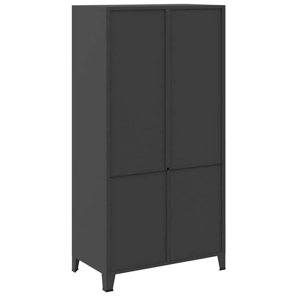 Industrial Metal Wardrobe Storage Cabinet Black 90x50x180cm Metal 2 Shelves