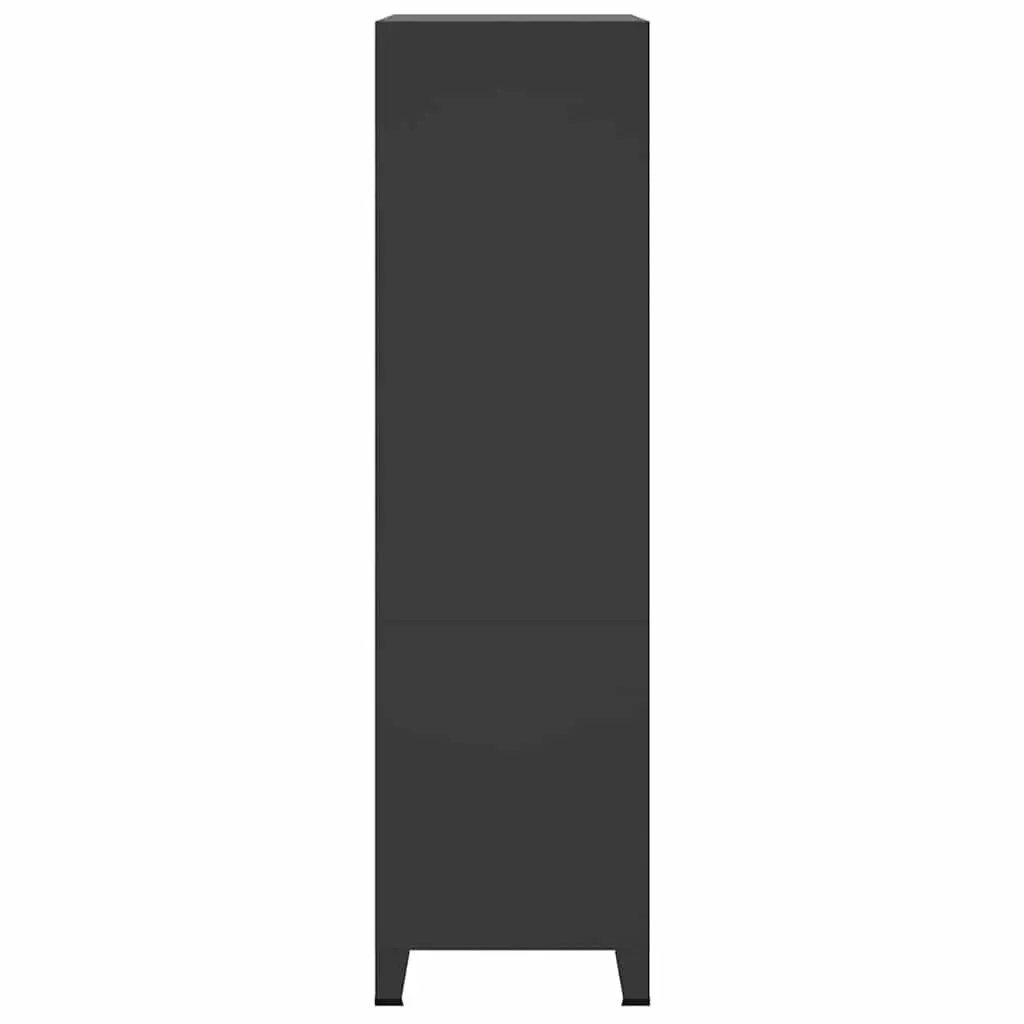 Industrial Metal Wardrobe Storage Cabinet Black 90x50x180cm Metal 2 Shelves