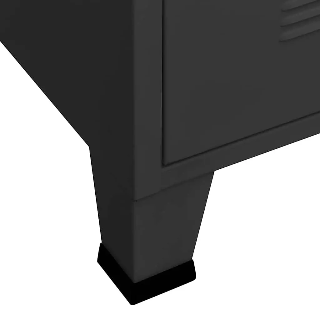 Industrial Metal Wardrobe Storage Cabinet Black 90x50x180cm Metal 2 Shelves
