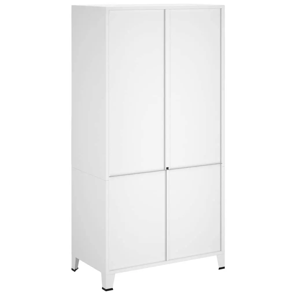 Metal Wardrobe Cabinet Industrial White 90x50x180 cm Metal 2 Shelves 1 Hanger