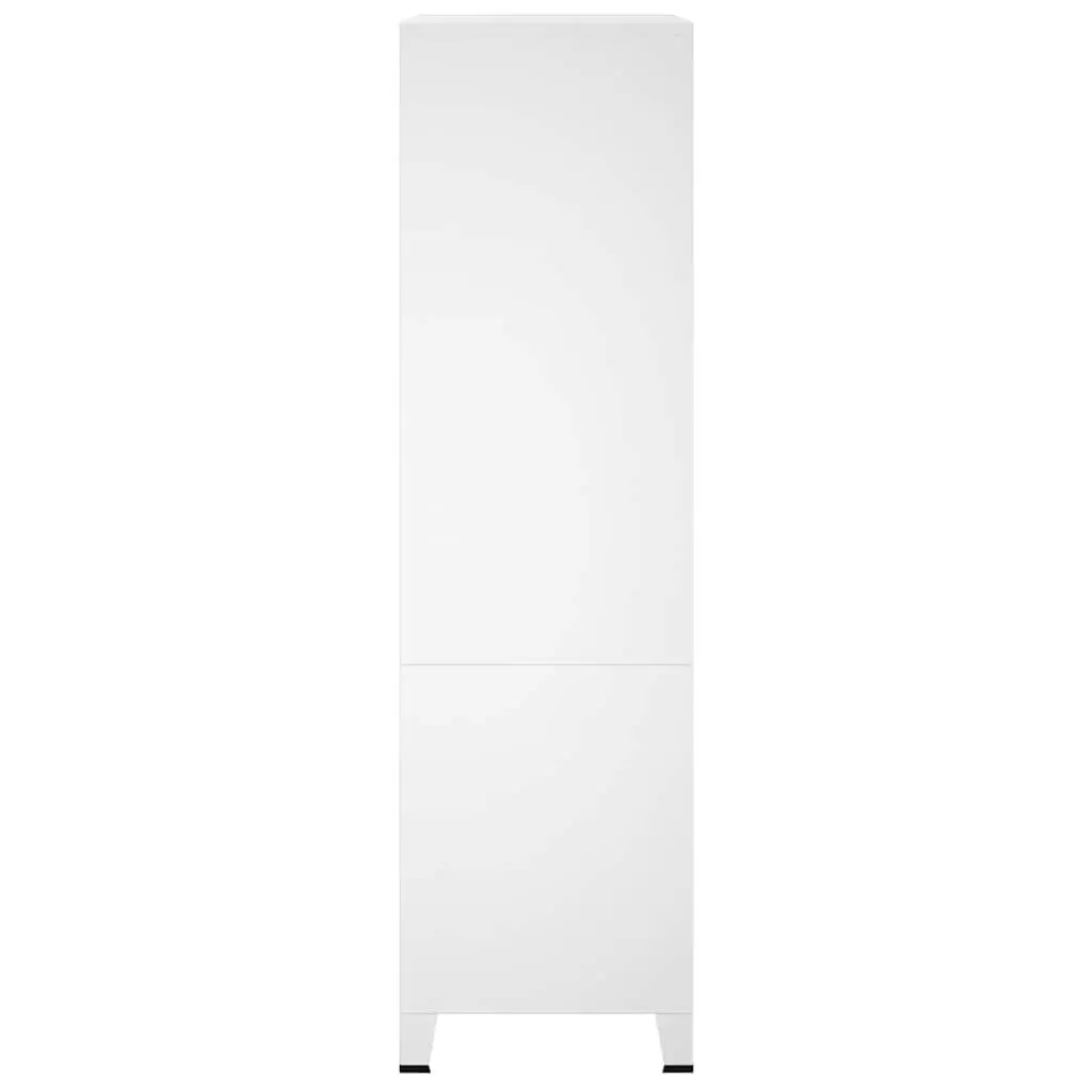 Metal Wardrobe Cabinet Industrial White 90x50x180 cm Metal 2 Shelves 1 Hanger