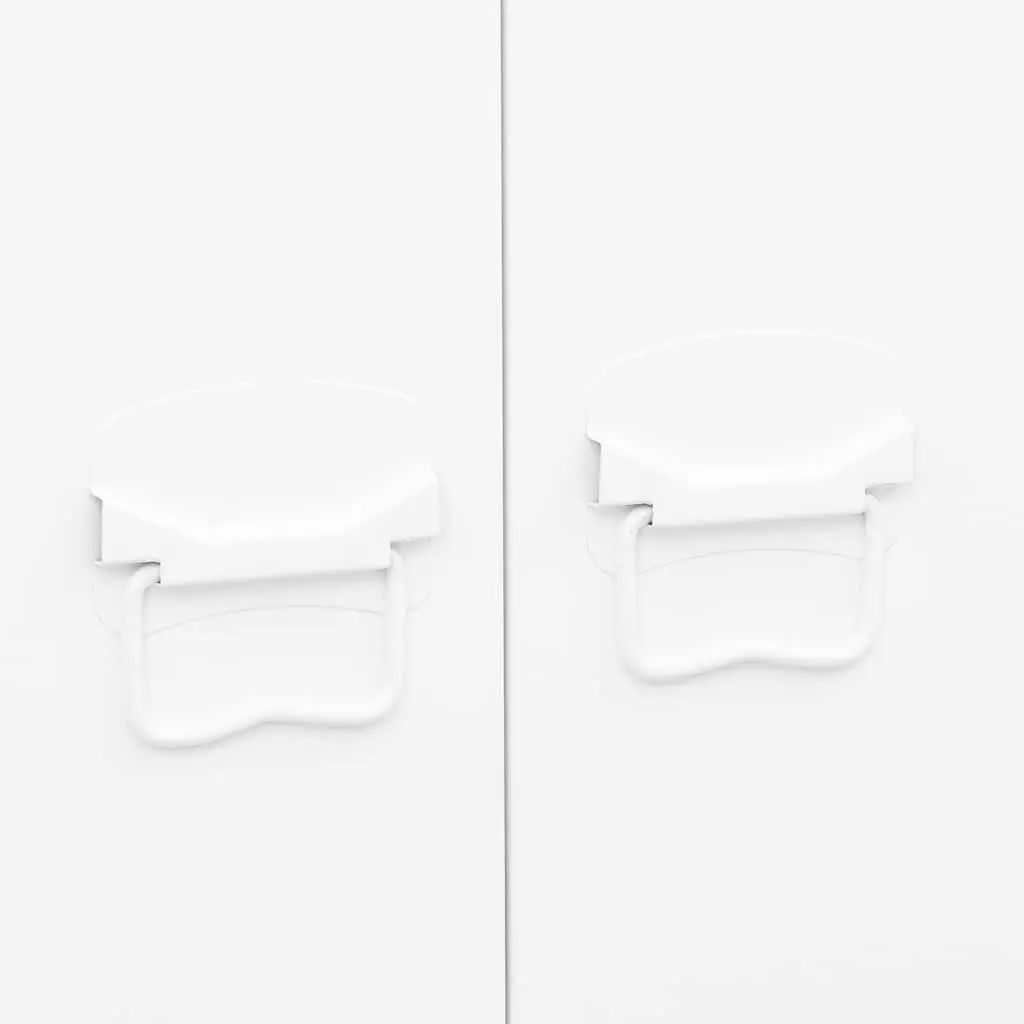 Metal Wardrobe Cabinet Industrial White 90x50x180 cm Metal 2 Shelves 1 Hanger