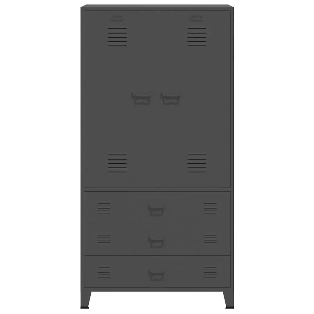 Metal Wardrobe Industrial Style Anthracite 90W x 50D x 180H cm