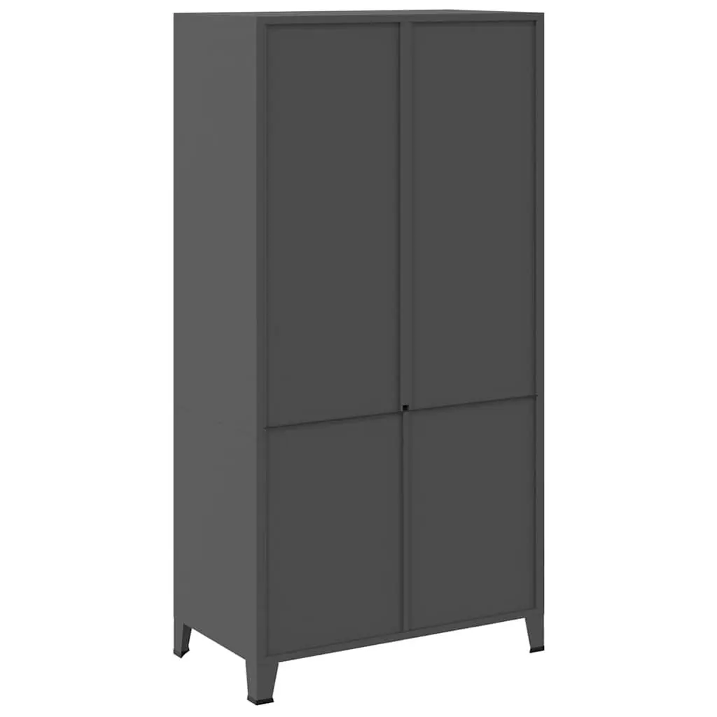 Metal Wardrobe Industrial Style Anthracite 90W x 50D x 180H cm