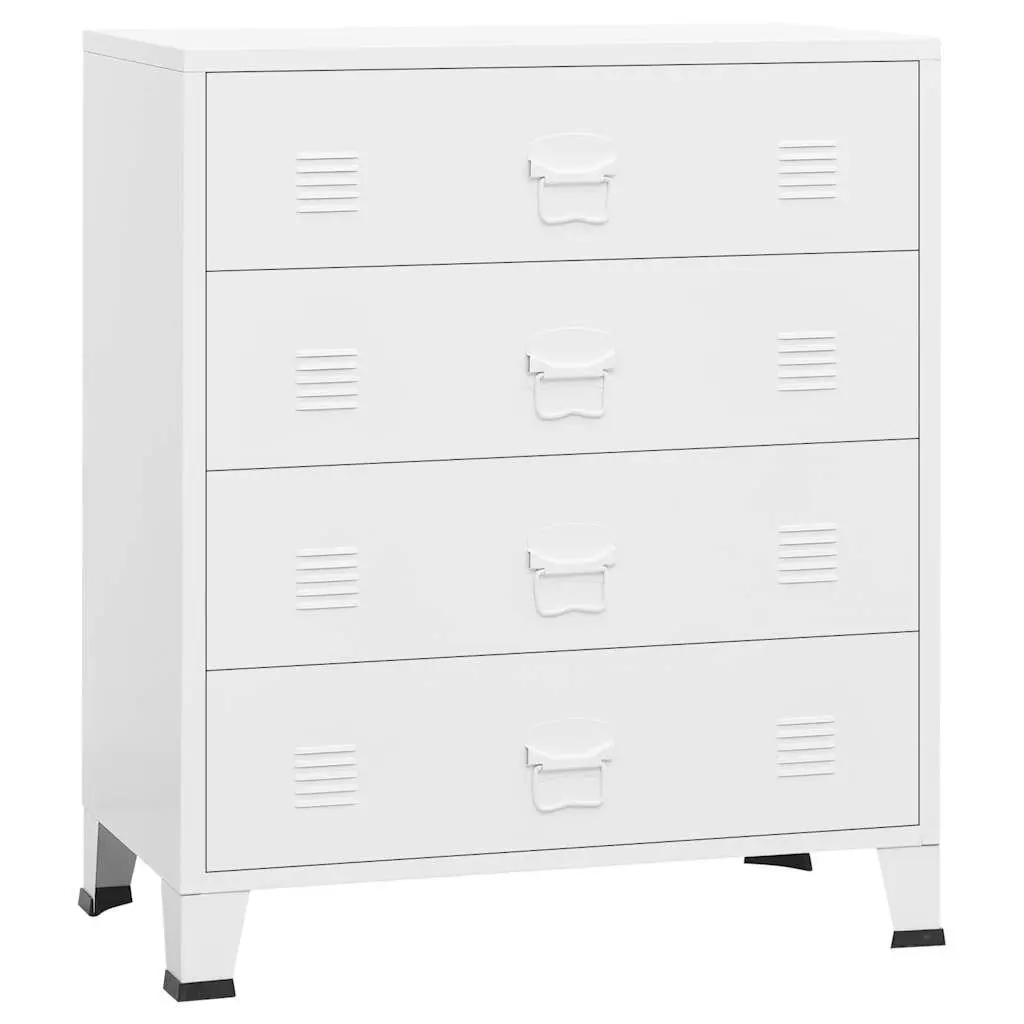 Industrial Drawer Cabinet White 4-Drawer Storage Chest Metal Unit
