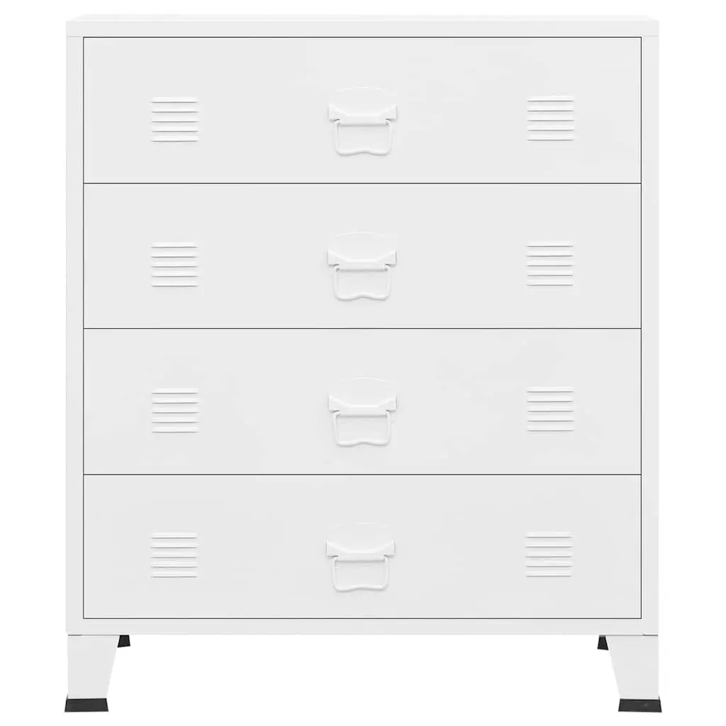 Industrial Drawer Cabinet White 4-Drawer Storage Chest Metal Unit
