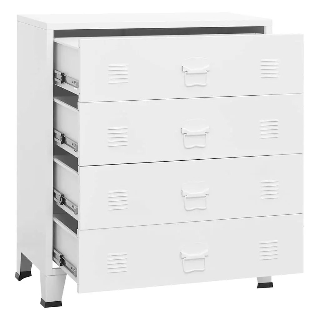 Industrial Drawer Cabinet White 4-Drawer Storage Chest Metal Unit