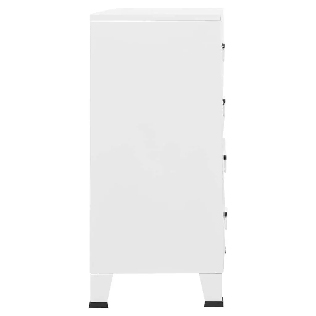 Industrial Drawer Cabinet White 4-Drawer Storage Chest Metal Unit