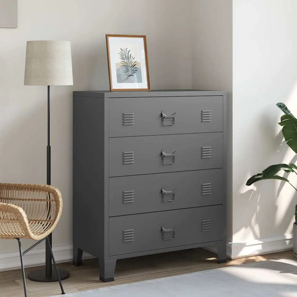 Metal Drawer Cabinet Anthracite 4 Drawers Storage Chest