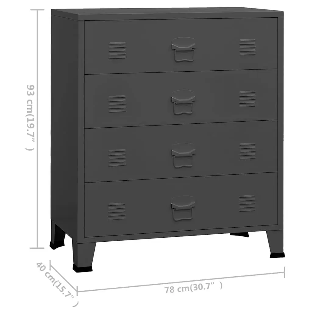 Metal Drawer Cabinet Anthracite 4 Drawers Storage Chest