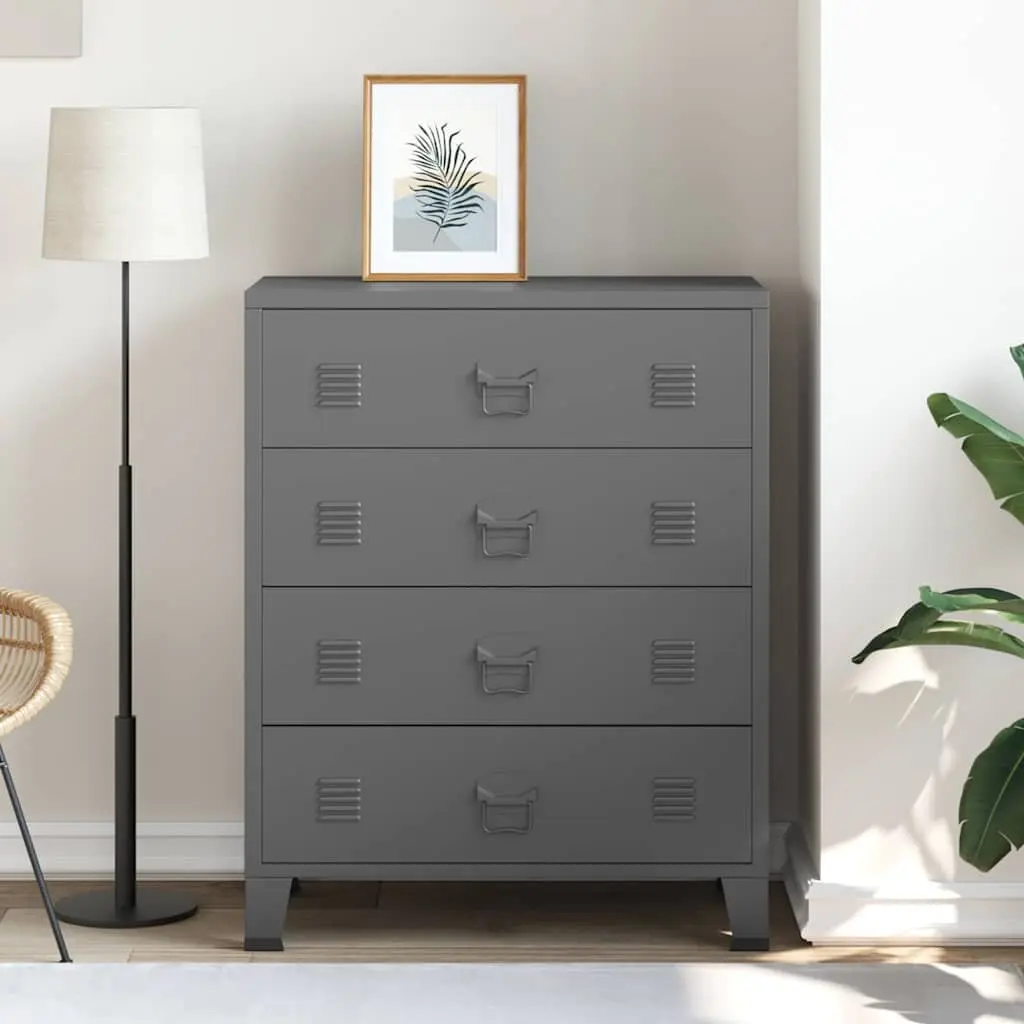 Metal Drawer Cabinet Anthracite 4 Drawers Storage Chest
